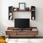 Modway Omnistand 2 Piece Entertainment Center - Walnut Grey-Splayed Wood Legs