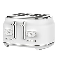 JS Gourmet Retro Collection 4-Slice Extra-Wide Slot Toaster - White-4-slice capacity
