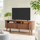 Modway Cadence 71" Curved TV Stand - Walnut-Adjustable Shelf
