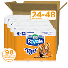 Royale Tiger Strong Paper Towel - 24 Pack-98 half Tiger Strong paper towels per roll, which won’t break apart, even when wet
