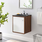 Modway Transmit 18" Wall-Mount Bathroom Vanity - Walnut/Black-Wall-Mount Design