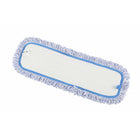 Globe Commercial Mfiber Hi Absorb 18" Wet Pad Blue Refill with Fringe-Advanced hook & loop backing attaches pads more securely