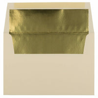 JAM Paper A8 Foil Lined Invitation Envelopes - 5.5 x 8.125 - Ecru with Gold Foil - 25 Pack-These envelopes are perfect to use for sending invitations, greeting cards, RSVP's, thank you cards, gifts for birthdays, graduations, holidays and more