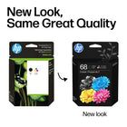 HP 68 Black/Tri-Color Original Ink Cartridge Combo-Exceptional performance: Updated  G5 technology combines with a new black ink formula for consistent printing over the life of the cartridge, delivering exceptional prints every time