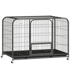 PawHut Heavy Duty Large Dog Cage with Wheels & Tray-Heavy-duty square steel frame prevents chewing and escapes for total peace of mind
