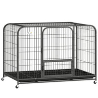 PawHut Heavy Duty Large Dog Cage with Wheels & Tray-Heavy-duty square steel frame prevents chewing and escapes for total peace of mind
