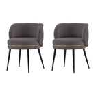Manhattan Comfort Kaya 22.83" Modern Velvet Upholstered Dining Chair - Grey - Set of 2-Modern Dining Chair for Dining Room and Task Chair Usage