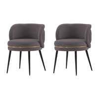 Manhattan Comfort Kaya 22.83" Modern Velvet Upholstered Dining Chair - Grey - Set of 2-Modern Dining Chair for Dining Room and Task Chair Usage