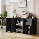 HOMCOM 55.1" L High Gloss Buffet Sideboard with 2 Drawers - Black-Suitable for the living room, dining room, and kitchen