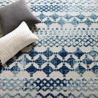 Modway Reflect Giada Abstract Diamond Moroccan Trellis Indoor/Outdoor Area Rug - 5 ft W x 8 ft L - Ivory/Blue-Gripping Rubber Underside