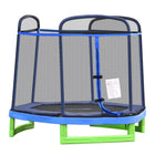 Outsunny 84.75" Kids Trampoline with Safety Net Enclosure Built-in Zipper - Blue-Children's trampoline is built with steel frame and springs 