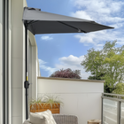 Outsunny Half-Round Patio Umbrella with Crank and Vent - 9.8' - Grey-Convenient set up and take down with the crank handle