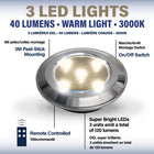 Bell+Howell Premier Battery Operated LED Under Cabinet Puck Light with Remote - 3.54" - 3 Pack-Hassle-free design, attach to walls, cabinets or closets using the included adhesive backing