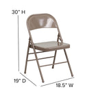 Flash Furniture HERCULES Series Triple Braced & Double Hinged Beige Metal Folding Chair-Designed for Commercial Use