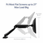 ShoppingAll SA-GM212U Adjustable Single Gas Spring Monitor Mount Desk Stand for 15"-32" Monitor - Black-Features one super speed USB 3.0 port, and audio port for quick access to flash drives, and convenient for charging your devices