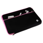 Vangoddy Neoprene 12" Laptop Protective Sleeve Case with Extra Pocket - Black/Pink-Front Zippered Pocket. Provides convenient storage for accessories like chargers, mice, or pens.