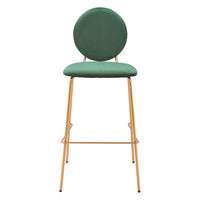 Zuo Odessa Barstool - Green/Gold - Set of 2-Soft and smooth velvet fabric