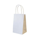Wamaco Twisted Handle 100% Recycled Shopper Bags - 5 1/4" x 3 1/2" x 8 1/4" - 100 Pack (14-5700W)-100% Recycled White, packaging for any retail products, adhered company logo stickers or ink stamp for advertising