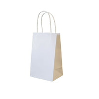 Wamaco Twisted Handle 100% Recycled Shopper Bags - 5 1/4" x 3 1/2" x 8 1/4" - 100 Pack (14-5700W)-100% Recycled White, packaging for any retail products, adhered company logo stickers or ink stamp for advertising