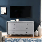Modway Emmeline Scalloped 6-Drawer Dresser - Light Grey-Assembly Required