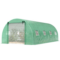 Outsunny Walk-in Tunnel Greenhouse with 2 Support Rods - 20' x 10 'x 7' - Green- Two detachable and removable support rods ensure reinforced stability
 