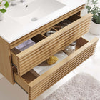 Modway Render 36" Wall-Mount Bathroom Vanity - Oak/White-MDF and Particleboard