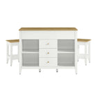 Modway Farmstead 3-Piece Kitchen Island and Stool Set - Oak White-10
