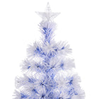 HOMCOM 5' Pre-Lit Artificial Christmas Tree with LED and Optical Fiber - White-Materials: PVC Branches, Steel Base 