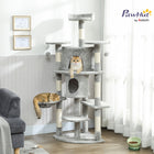 PawHut 62" H Multi-Level Cat Tree with Two Cat Condos - Light Grey-Features a 61.8"(157 cm) multi-level design, satisfying your cat's natural climbing instincts 