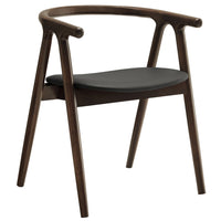 Modway Henry Vegan Leather and Wood Dining Chair - Black-Mid-Century Modern Dining Chair