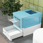 PawHut Enclosed Cat Litter Box with Scoop, Tray, Top Entry and Foldable - Blue-Roominess enhances comfort 