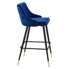 Modway Adorn Performance Velvet Bar Stool - Navy-Black Tapered Legs