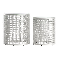 Zuo Reden Side Table - Silver - Set of 2-Mirror Glass round shape tabletop