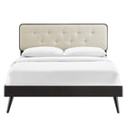 Modway Bridgette Wood Full Platform Bed with Splayed Legs - Black Beige-Rubberwood Legs