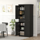 HOMCOM 72" H Modern Kitchen Pantry Cabinet with Shelves - Black-3 adjustable shelves to meet your storage needs 
