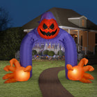 GEMMY Airblown Inflatable Halloween Jack-O-Lantern Reaper Archway with Swirling Lights-Includes stakes and tethers