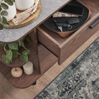 Modway Langston 63" Open Display Storage Sideboard - Walnut Grey-Particleboard, MDF, and Rubberwood