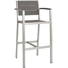 Modway Shore Outdoor Patio Aluminum Bar Stool - Silver Gray - Set of 2-Anodized Aluminum Frame