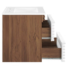 Modway Render 24" Wall-Mount Bathroom Vanity - White/Walnut/White-Full-Extension Drawers