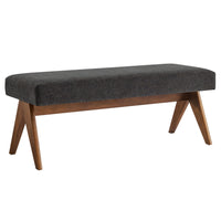 Modway Lyra 47" Fabric Upholstered Bench - Dark Grey-Woven Heathered Fabric Upholstery
