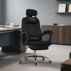 Vinsetto Swivel Computer Desk Chair with Footrest - Black-Adjustable seat height with gas lift to meet all body shapes and sizes