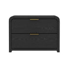 Manhattan Comfort Grace 28" Modern 2-Drawer Nightstand - Black and Gold-Clean-lined nightstand crafted from manufactured wood for a warm, modern bedroom look