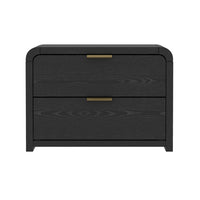 Manhattan Comfort Grace 28" Modern 2-Drawer Nightstand - Black and Gold-Clean-lined nightstand crafted from manufactured wood for a warm, modern bedroom look