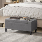 HOMCOM - Banc ottoman rectangulaire en lin capitonné avec dessus rabattable - gris-L'éponge à haute densité et la housse en cuir de lin de qualité supérieure offrent une assise particulièrement douce et confortable 