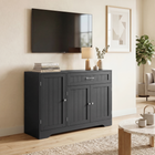 HOMCOM 44" Modern Sideboard Buffet Cabinet with Drawer & Side Storage Racks - Black-Soft-close hinges prevent noise and protect fingers from pinches 