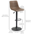 HOMCOM Adjustable Counter Height Kitchen Bar Stools - Brown - 2 Pack-The solid powder-coated steel frame is robust and long-lasting, ensuring longevity.
