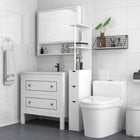 HOMCOM Narrow Bathroom Floor Cabinet with Drawer and Open Shelves - White-Provides ample storage space with style  