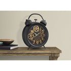 Monarch Specialties Clocks 12" Round Table Clock - Brown -Made with quality plastic frame with a double bell design, features a non-ticking quartz movement for accurate timekeeping, ensuring you never miss a beat