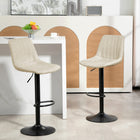 HOMCOM Adjustable Leathaire Swivel Bar Stools with Back - Cream White - 2 Pack-Foam-filled seats upholstered with a leathaire cloth

