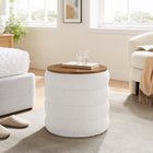 Modway Mezzo Round Boucle Fabric Storage Ottoman - Cloud-Dense Foam Padding